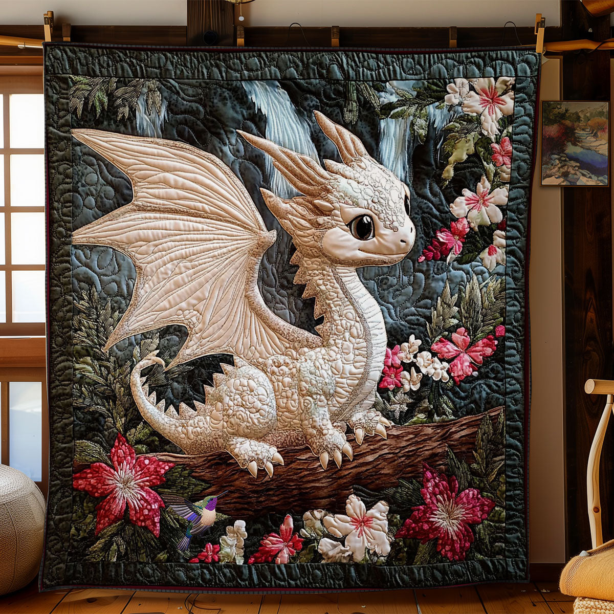 Baby Dragon In Forest WY1612003CL Quilt