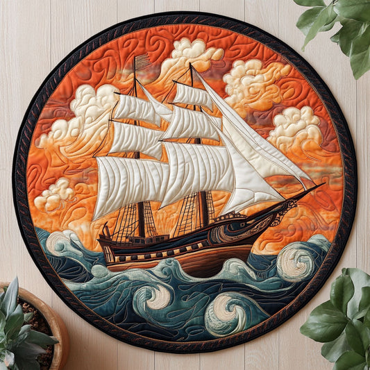 Sailing Ship CW1906042CL Quilted Round Mat