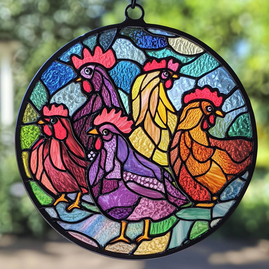 Chicken WU1010031CL Stained Glass Suncatcher