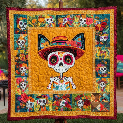 Chihuahua Skeleton Festivities WN0910078CL Quilt