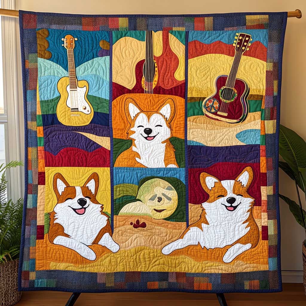 Corgi Sunshine Strums WN0410055CL Quilt