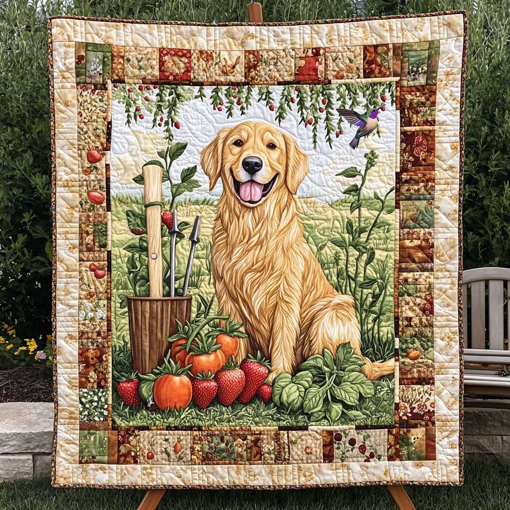 Golden Retriever Among The Greens WN0810063CL Quilt