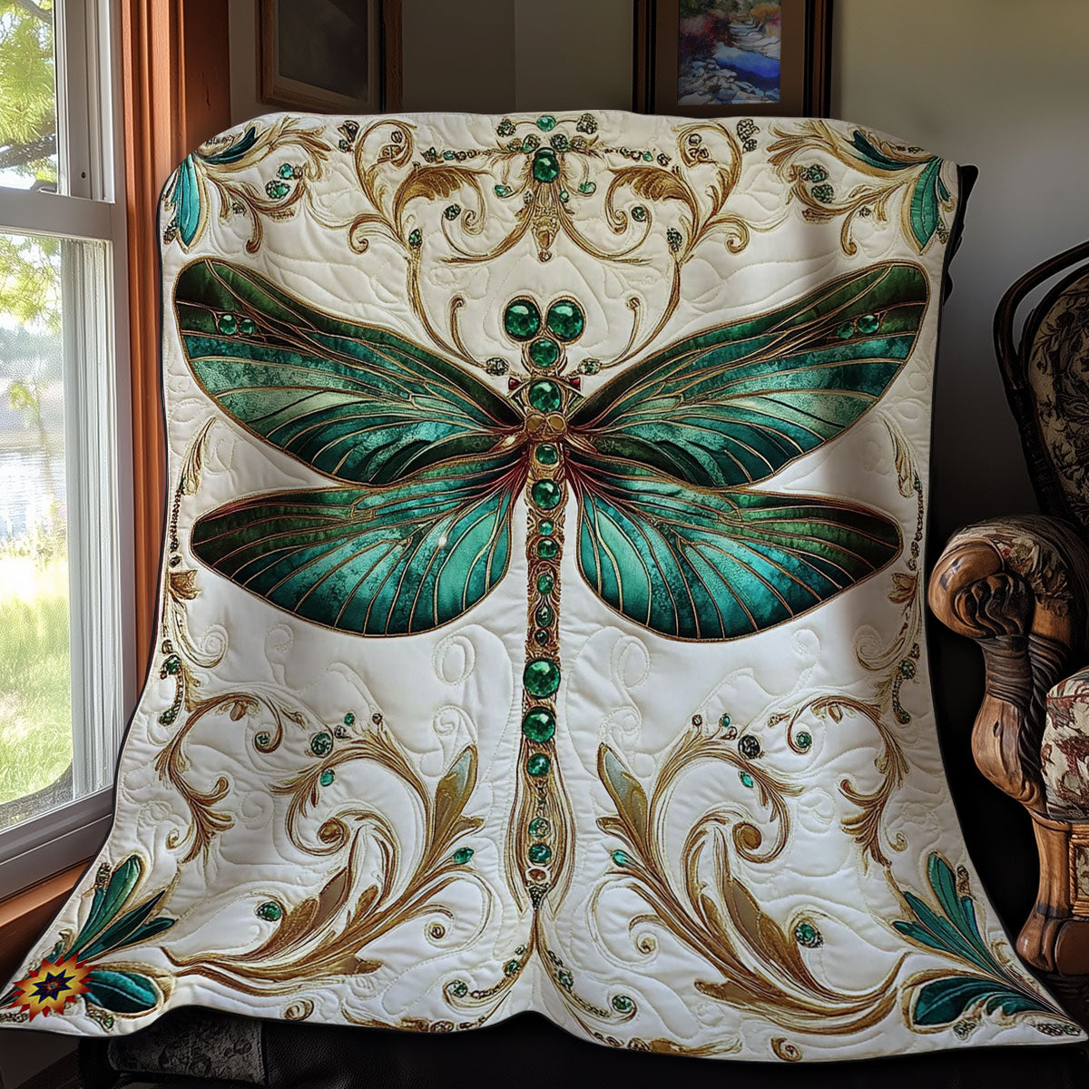 Royal Green Dragonfly WY0312049CL Quilt