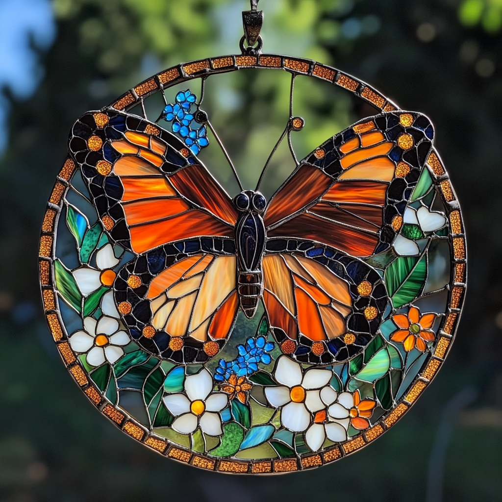 Butterfly Harmony WN0611110CL Stained Glass Suncatcher