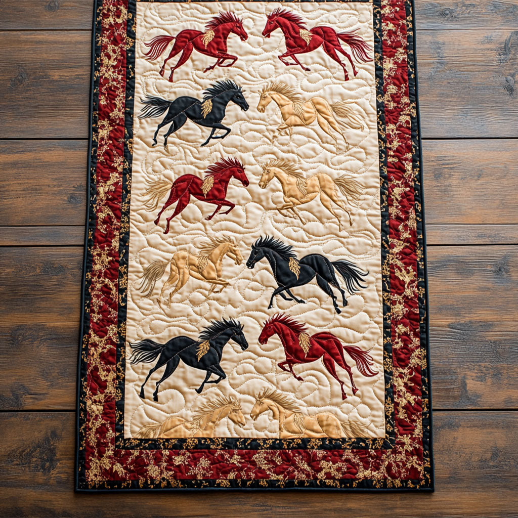 Galloping Horse WY2802088CL Quilted Table Runner