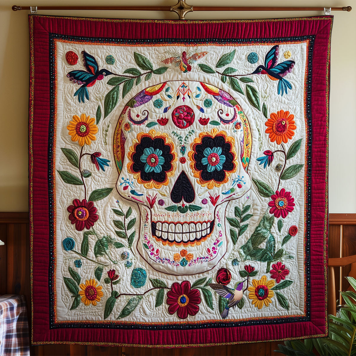 Skull Hummingbird WY1811043CL Quilt