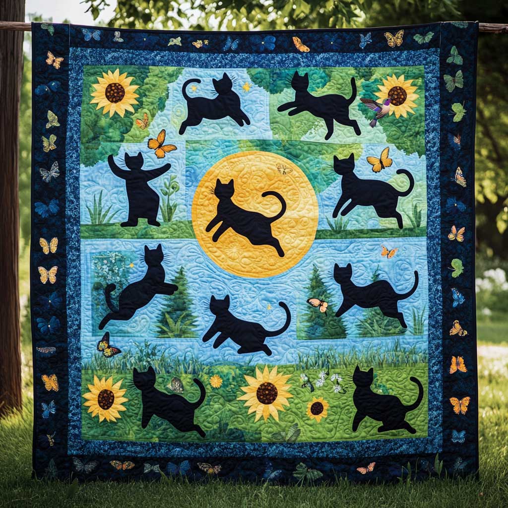 Silhouette Playing Cat WP0310024CL Quilt