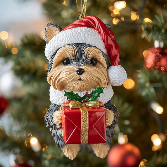 Cheer Yorkie CP1710040CL Christmas Ornament