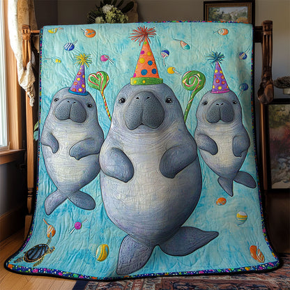 Birthday Manatee WY1211038CL Quilt