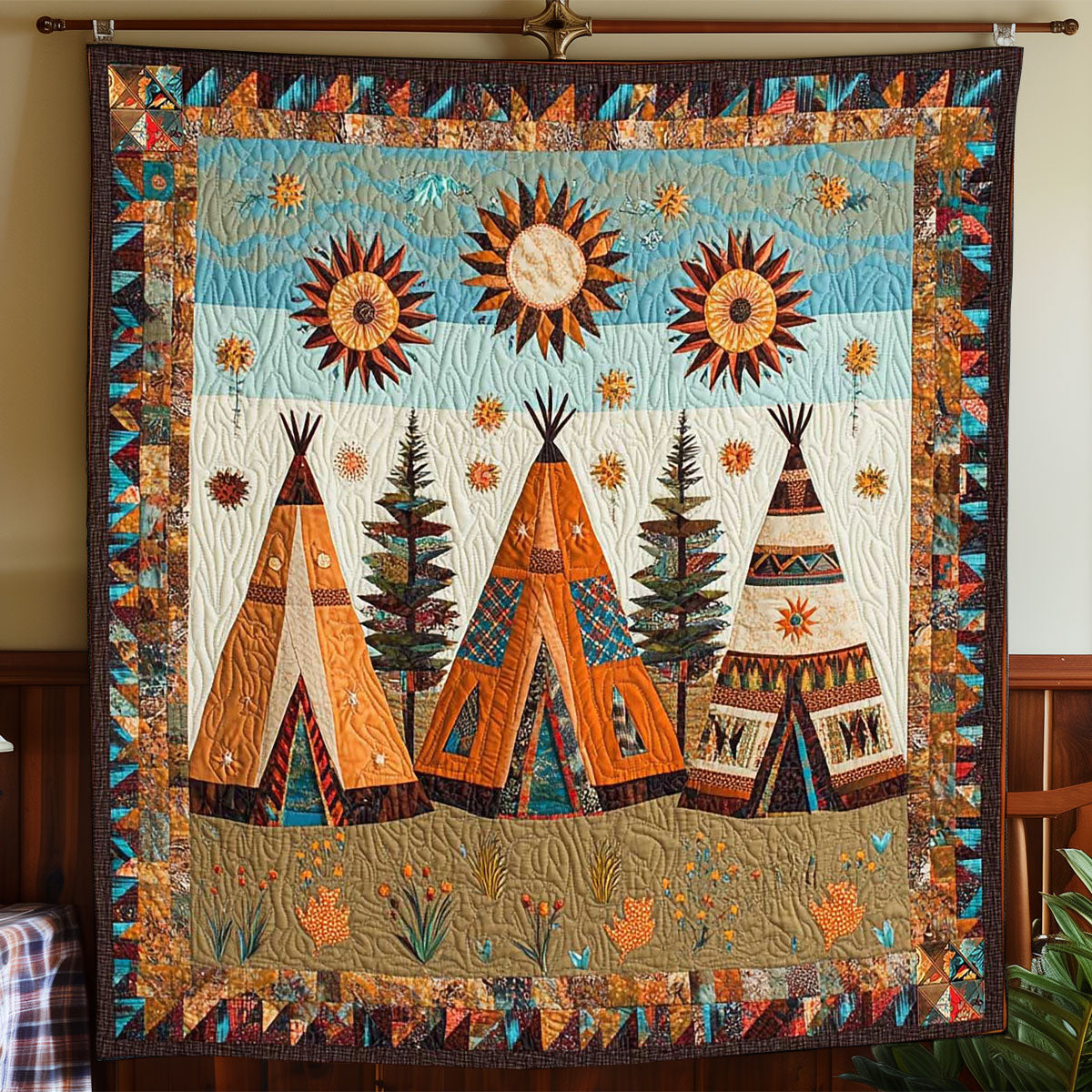 Native American Tipi WP1012043CL Quilt