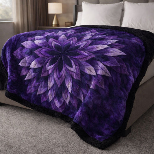 Mystic Purple Bloom WN1501001CL Faux Fur Throw Blanket
