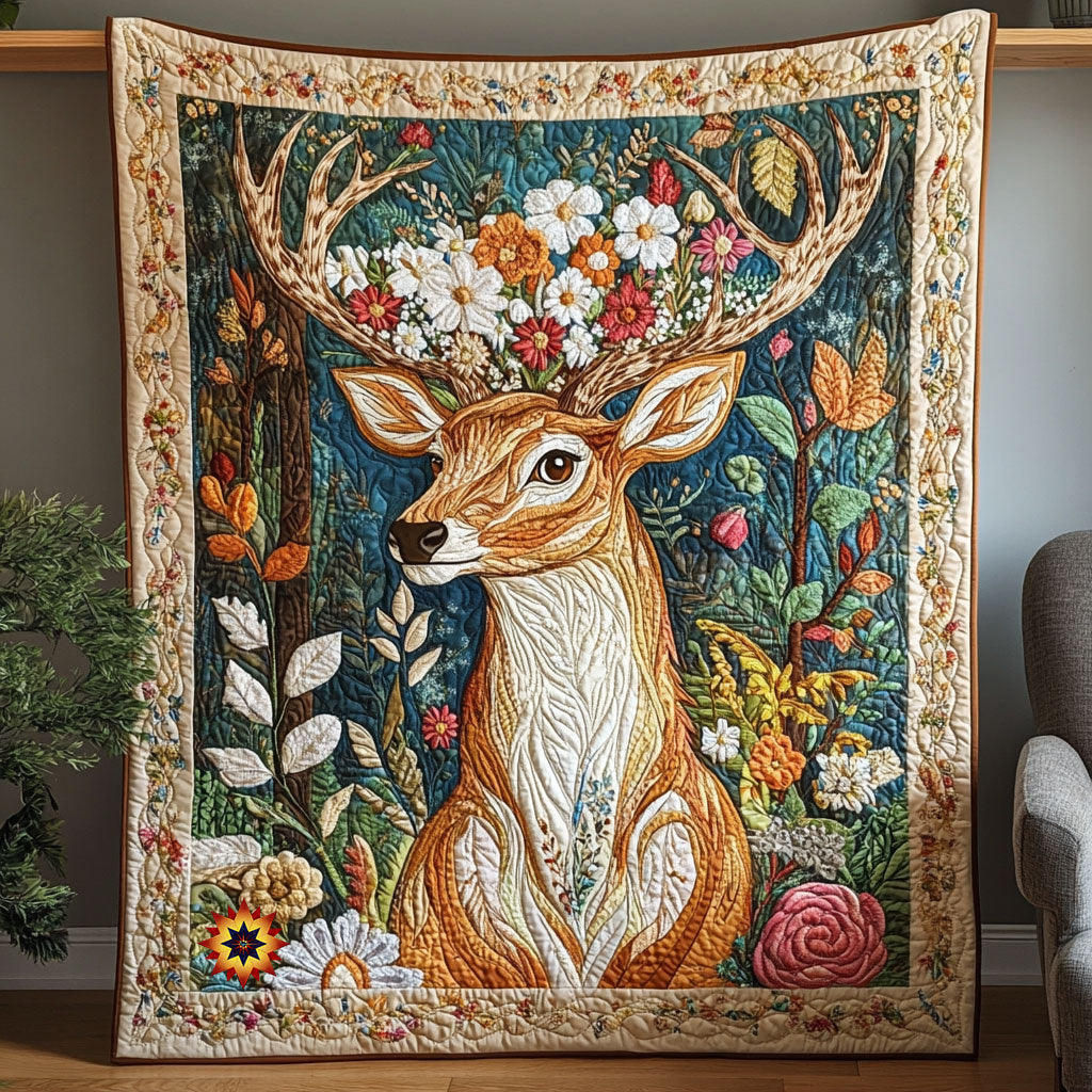Flower Deer WX0711022CL Quilt