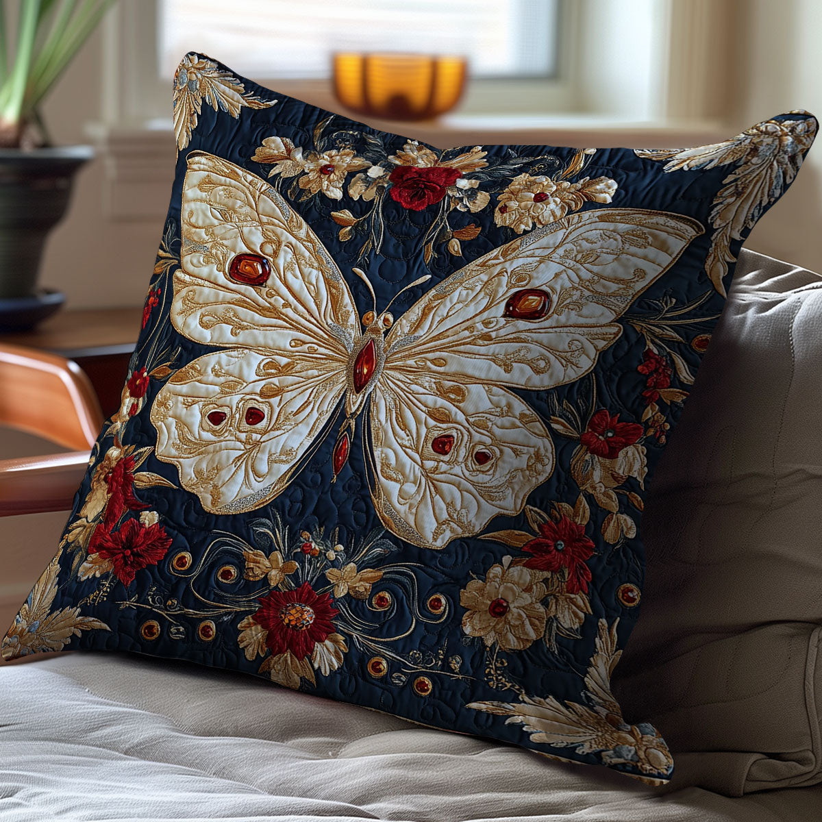 Gold Butterfly WY0101013CL Quilt Pillow Case
