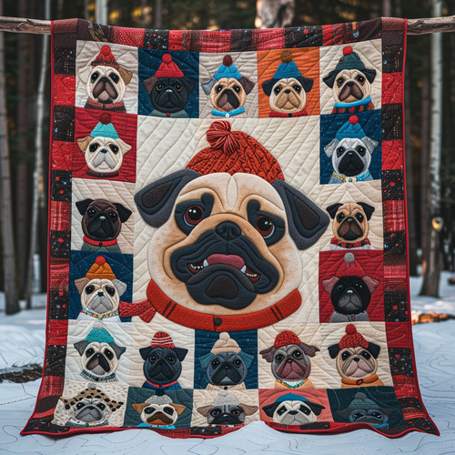 Pug Snow Day WN1909043CL Quilt