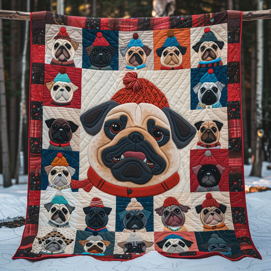 Pug Snow Day WN1909043CL Quilt
