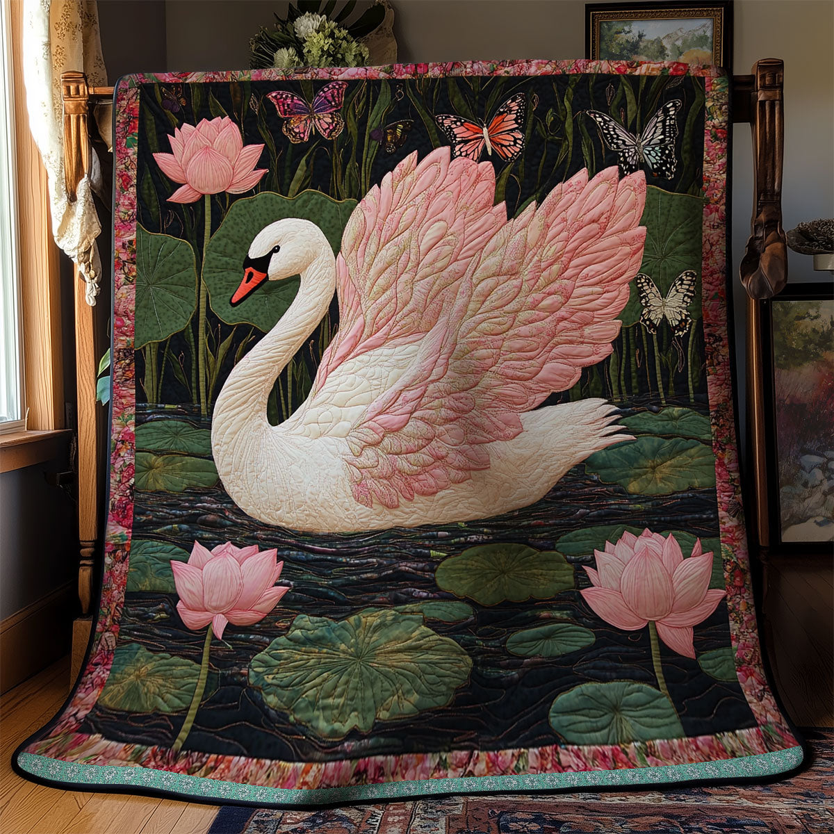 Pink Swan WX0512029CL Quilt