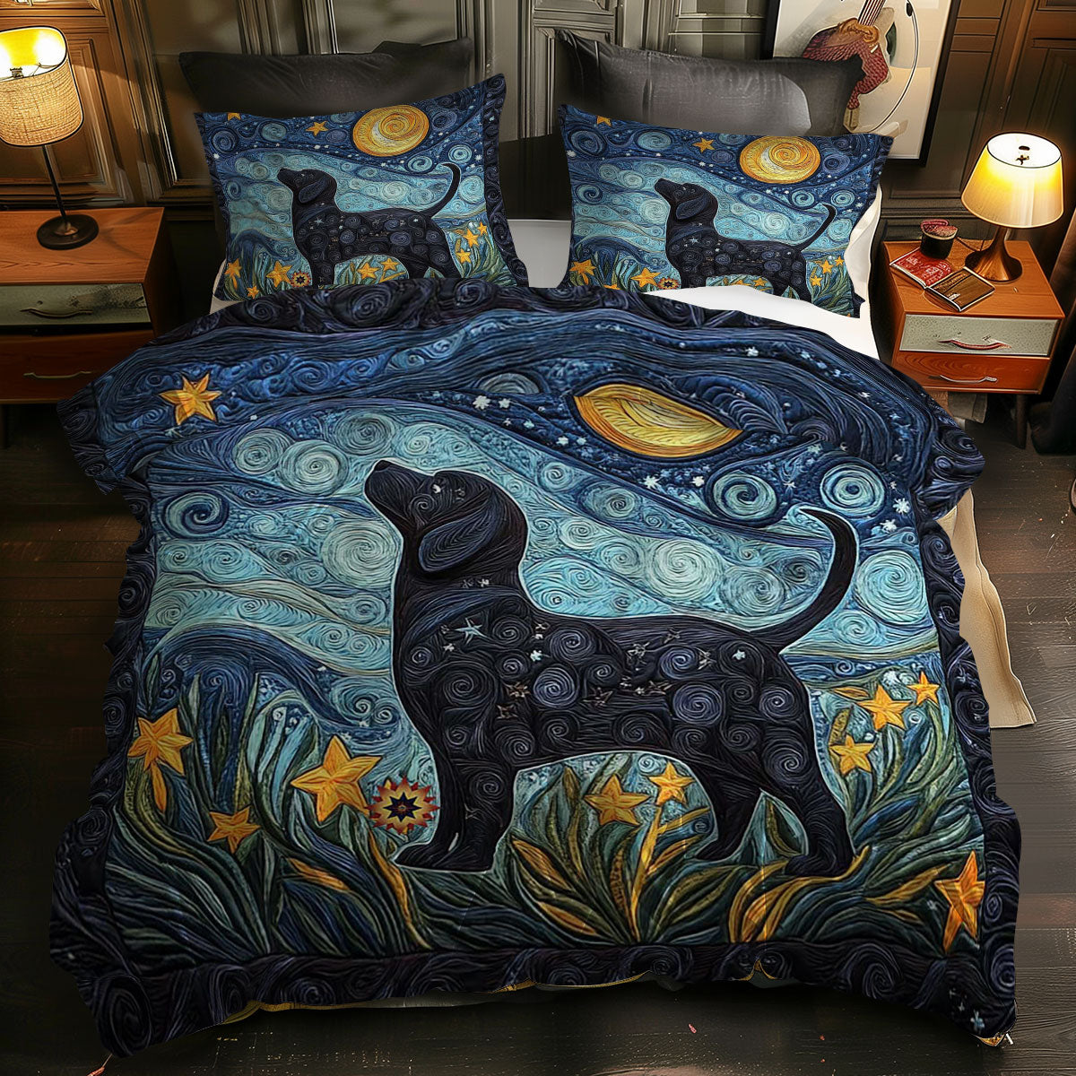 Dachshund Starry Night WN0710078CL Duvet Cover Set