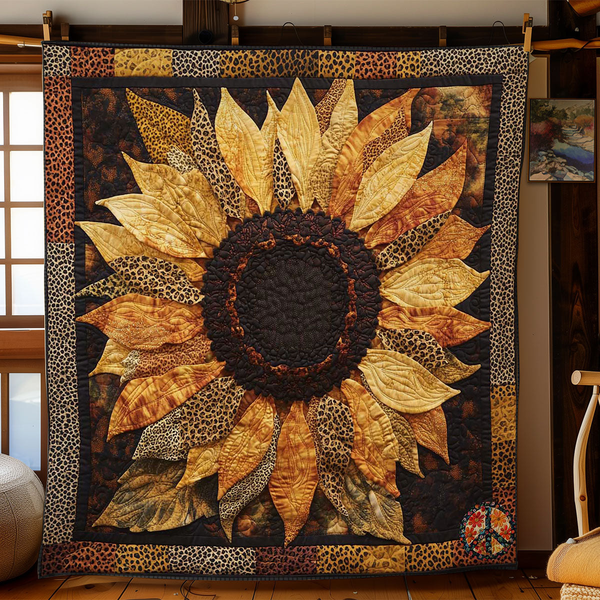 Earthy Leopard Sunflower WN2111057CL Quilt