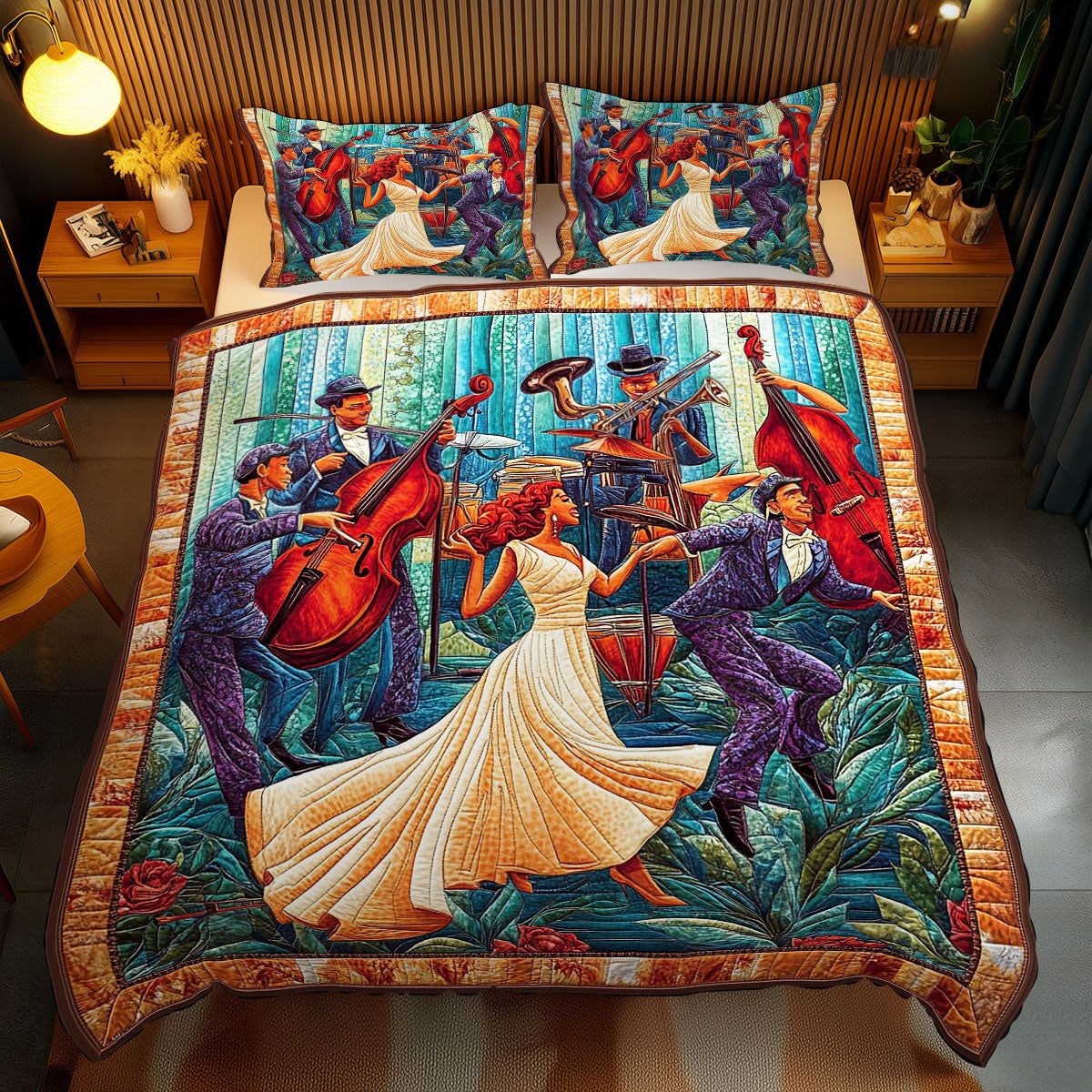 Jazz Band And Dancers WY1701097CL Duvet Cover Set