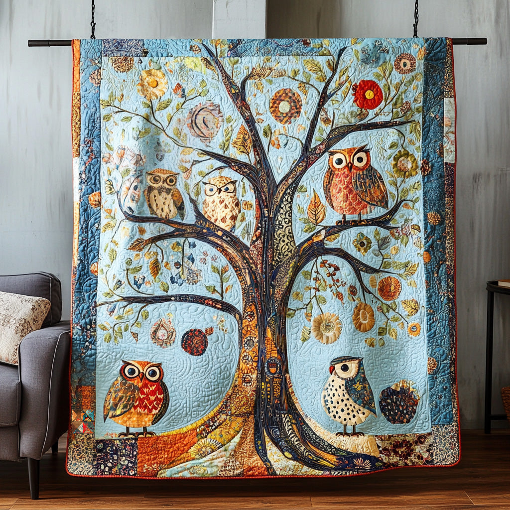 Owls In Blue Sky WU2810005CL Quilt