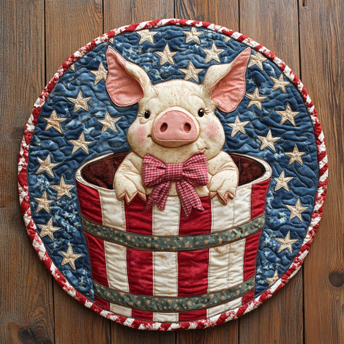 Adorable Star Pig CP3004014CL Quilted Round Mat