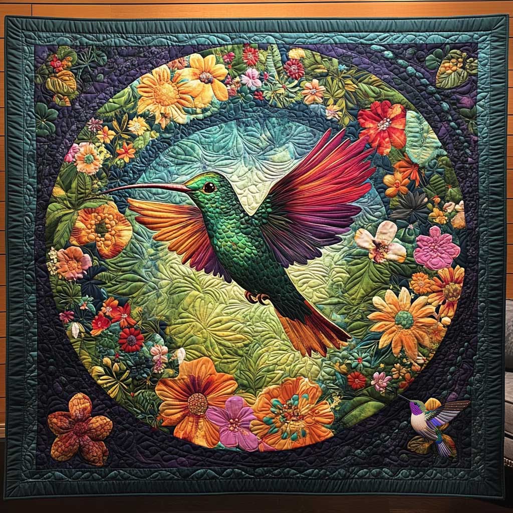 Hummingbird's Blooming Heart WN0910132CL Quilt