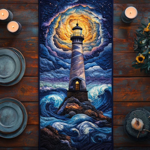 Stormy Lighthouse CW1306045CL Quilted Table Runner
