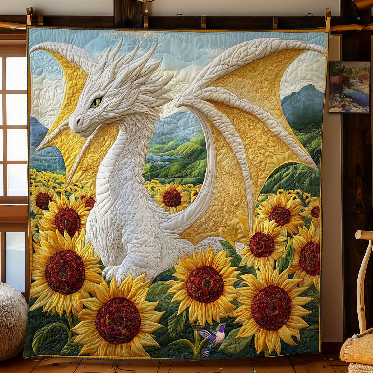 Dragon In Sunflower Garden WY1712011CL Quilt