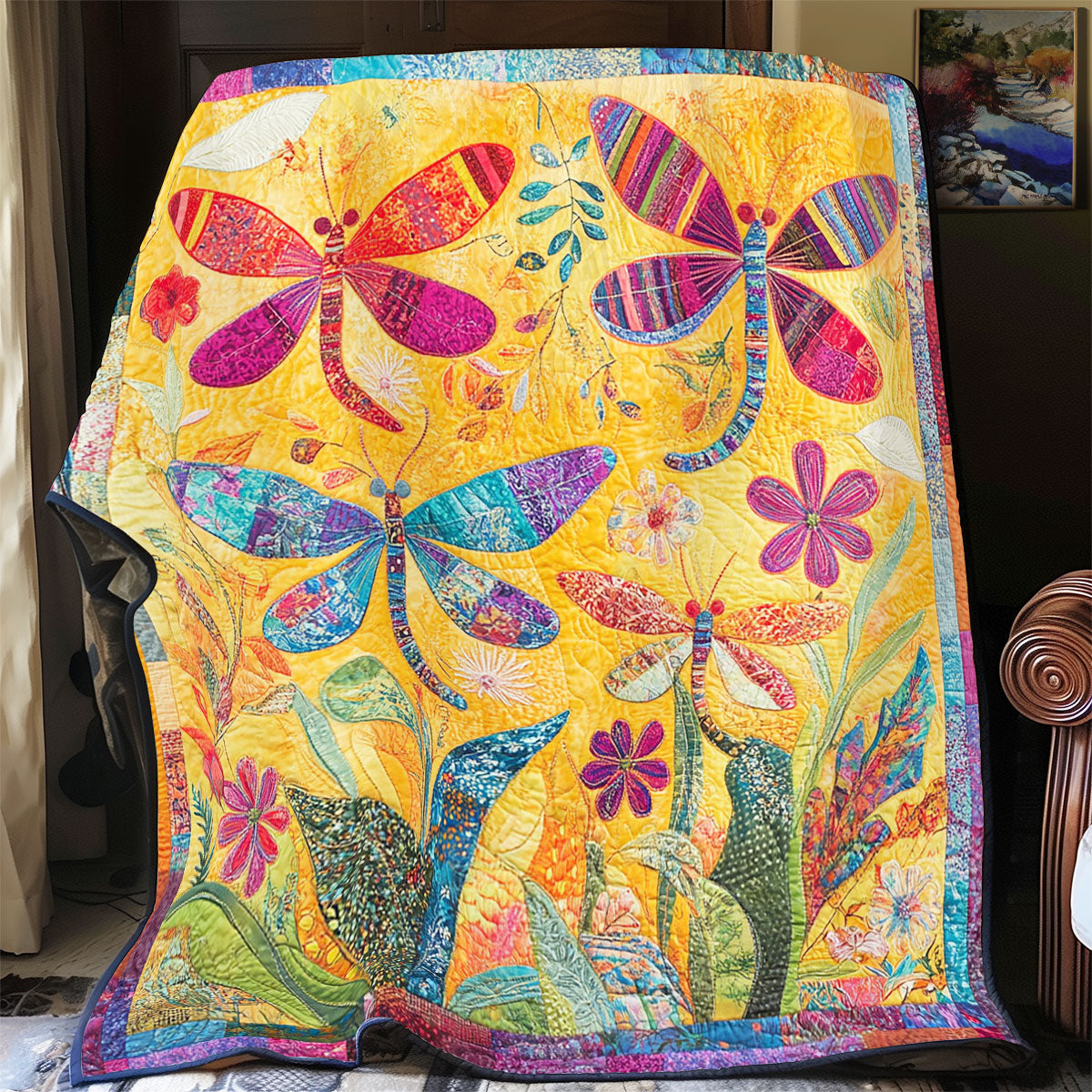 Dragonfly In Morning Garden WY2702063CL Quilt