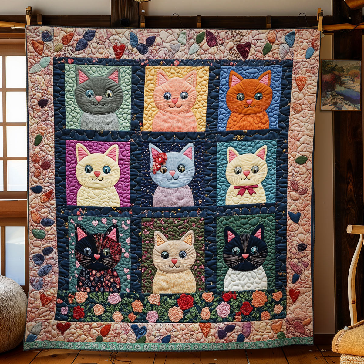 Cat Patchwork WX0412006CL Quilt