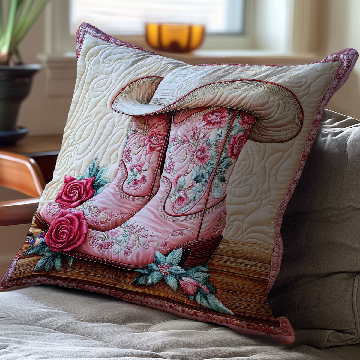 Pink Cowboy Horse WY0612089CL Quilt Pillow Case