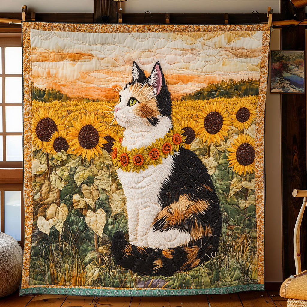 Cat Sunflower Garden WT1403123CL Quilt
