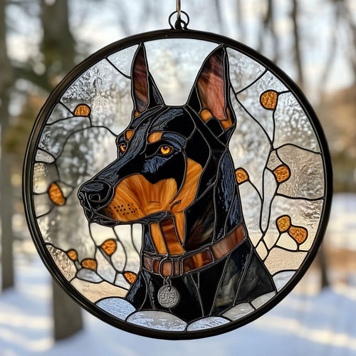 Doberman Dog Snow WT2702152CL Suncatcher