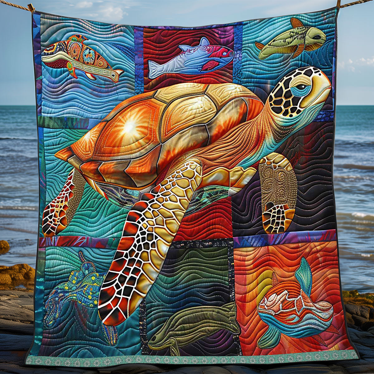 Sunny Turtle Fish WP0409046CL Quilt