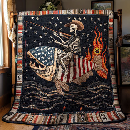 Patriotic Skeleton Ride WN0612077CL Quilt