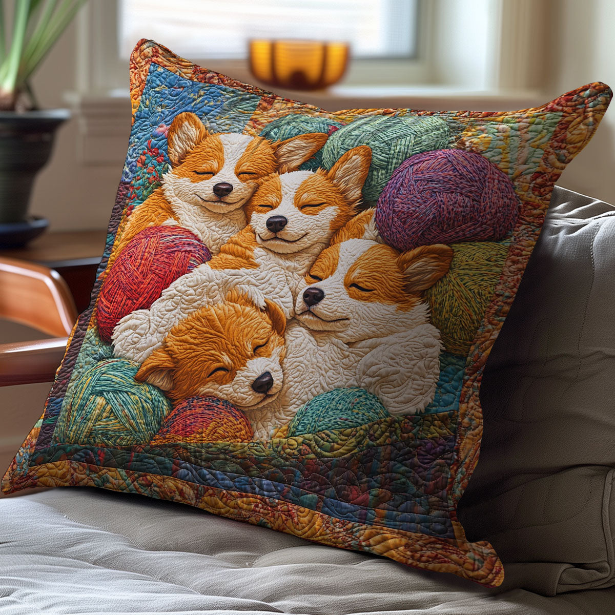 Cozzy Yarn And Corgi WY2701024CL Quilt Pillow Case