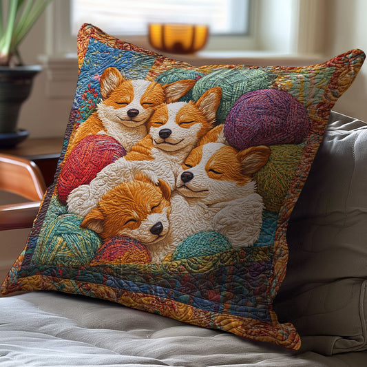 Cozzy Yarn And Corgi WY2701024CL Quilt Pillow Case