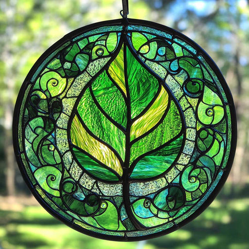 Leaf WN1411018CL Stained Glass Suncatcher