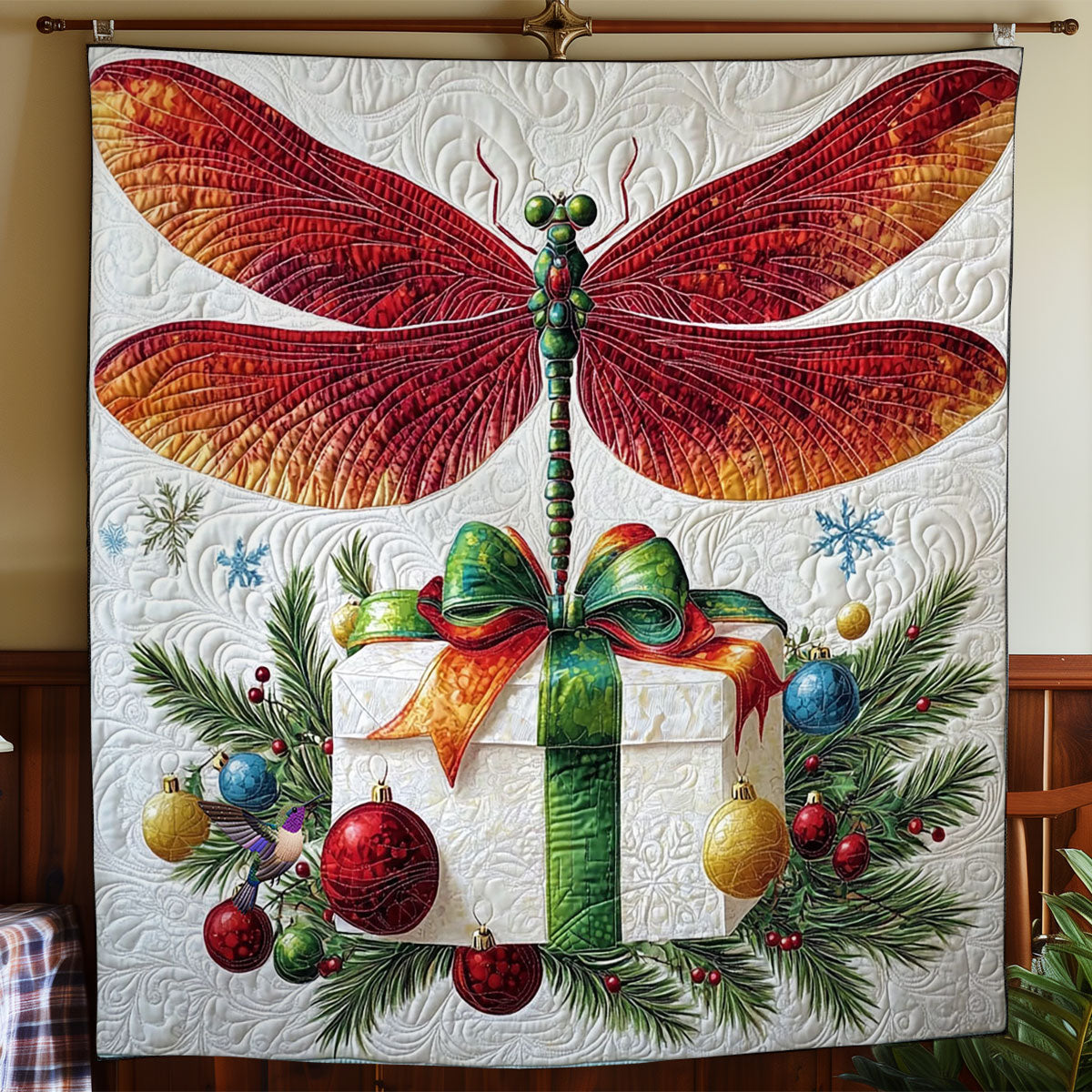 Christmas Dragonfly WY0312001CL Quilt