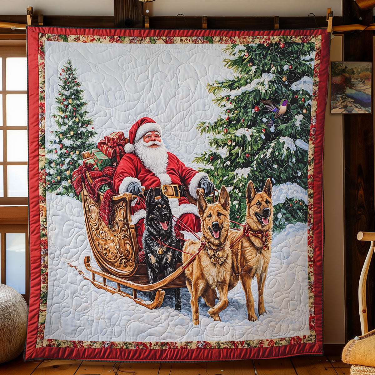 Santa Claus German Shepherd WY1311049CL Quilt
