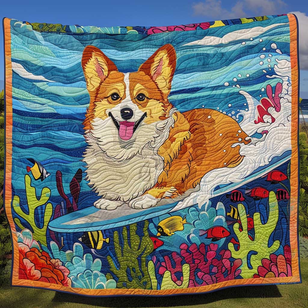 Surfing Corgi WJ2409023CL Quilt