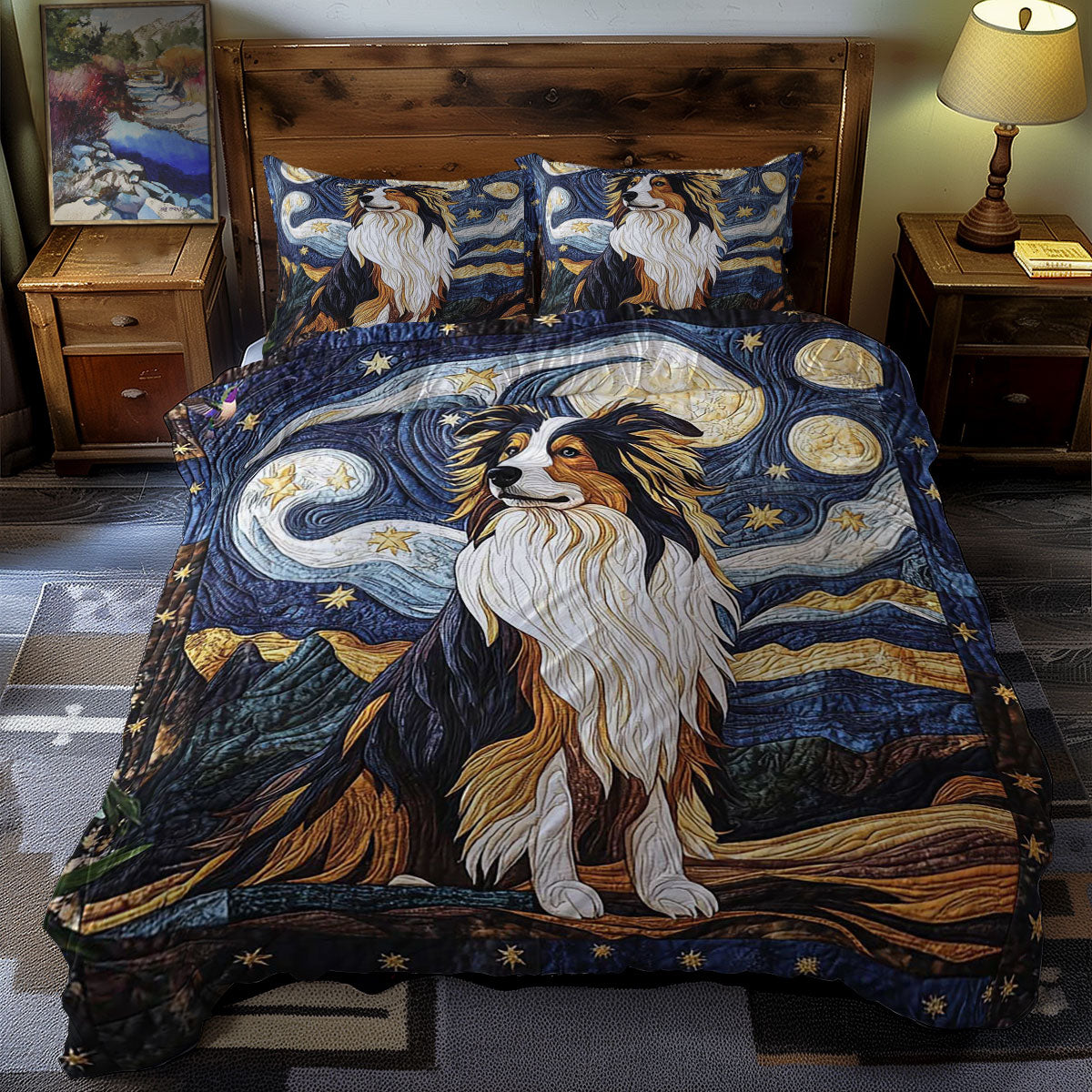 Collies And Starry Nights WN0710076CL Duvet Cover Set