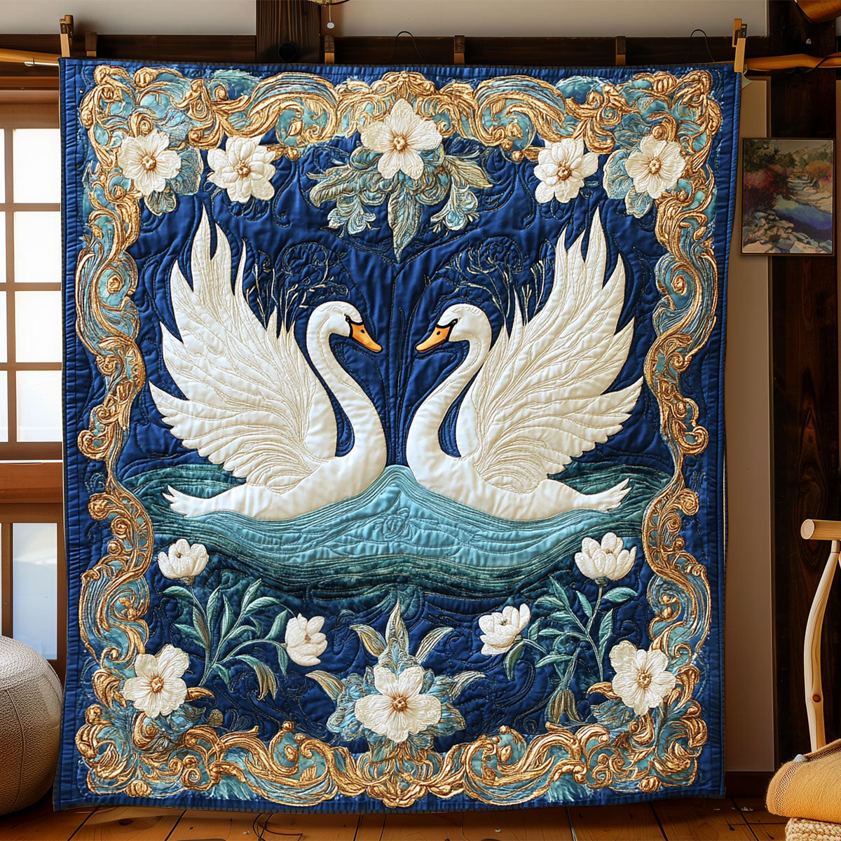 Elegant Swans XB2503021 Quilt