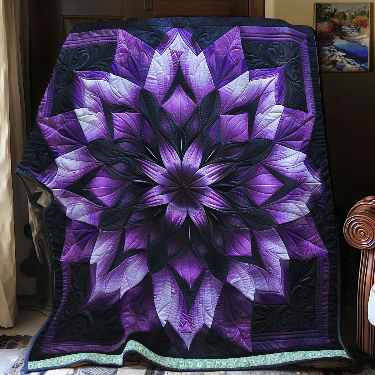 Purple Nebula Flowers WN1309039CL Quilt