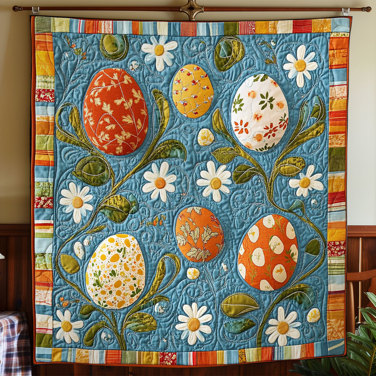 Easter Egg In Garden WY2301054CL Quilt