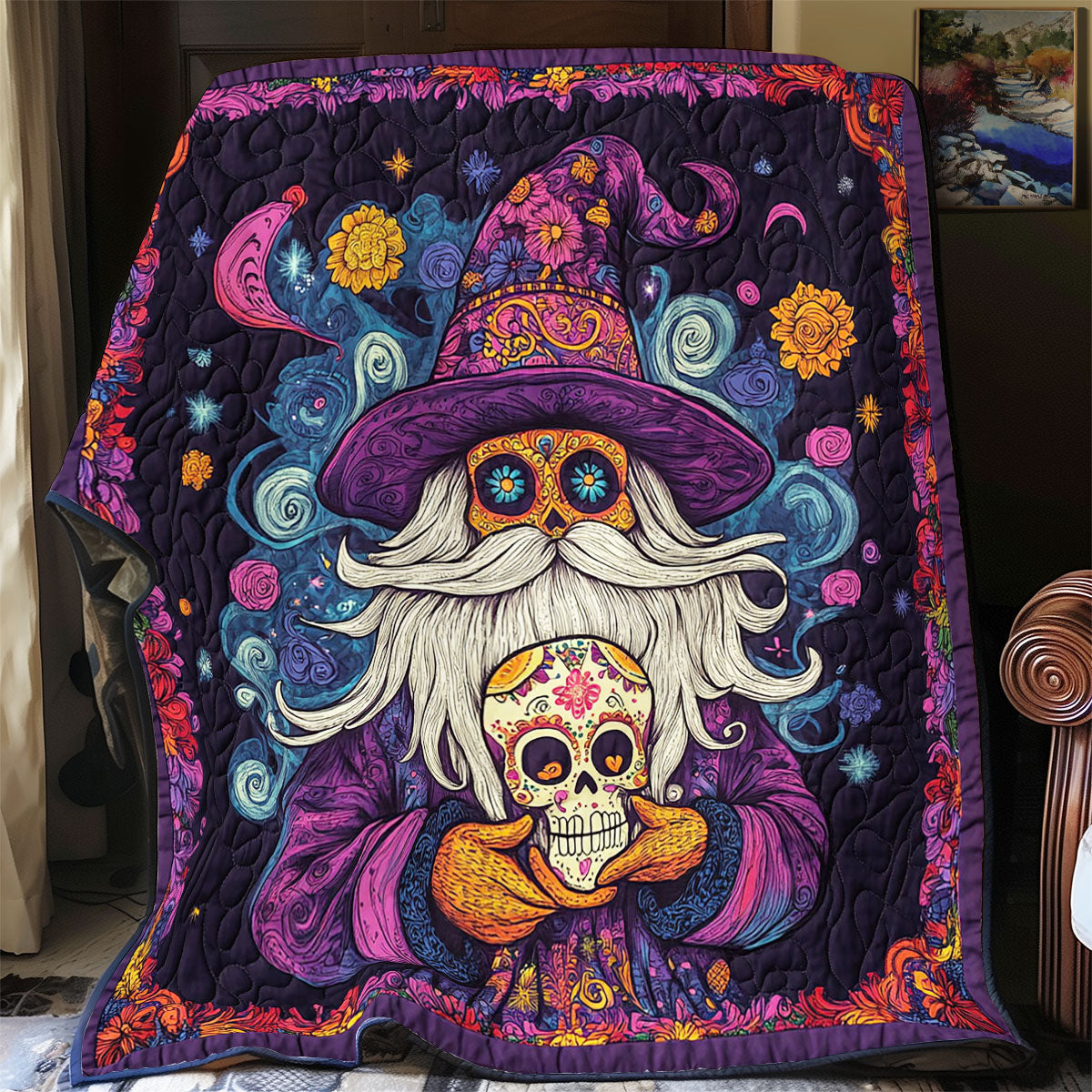 Mystic Gnome And Skull WY2712044CL Quilt