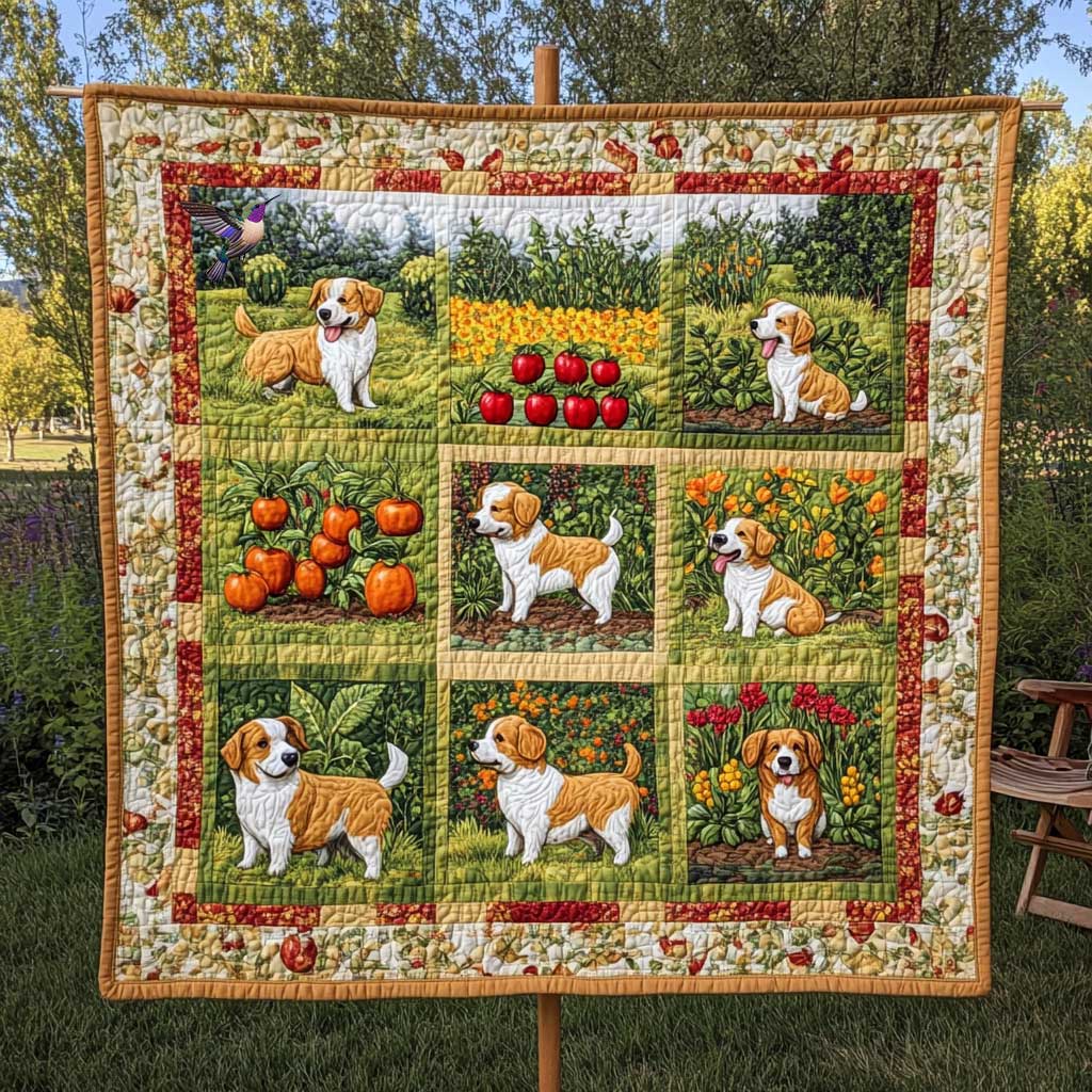 Corgi And Garden Greens WN0810071CL Quilt