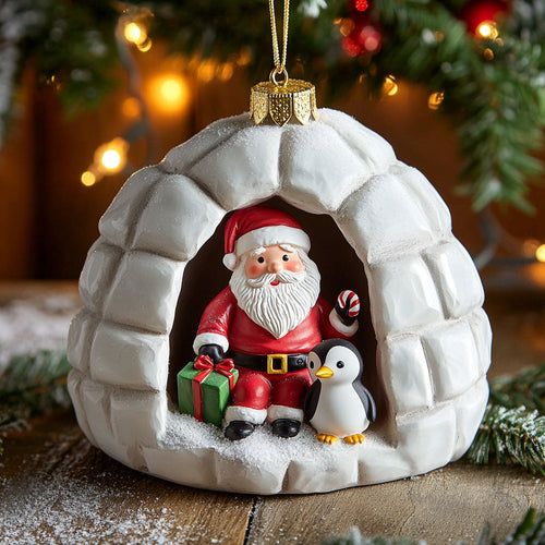 Santa  Penguin Igloo CW2311025CL Christmas Ornament