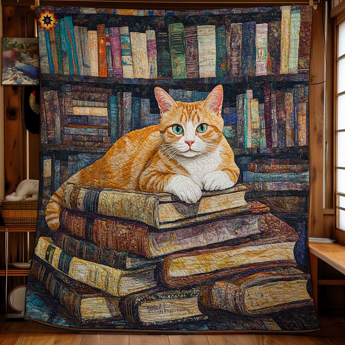 Cat In Library WY1911063CL Quilt