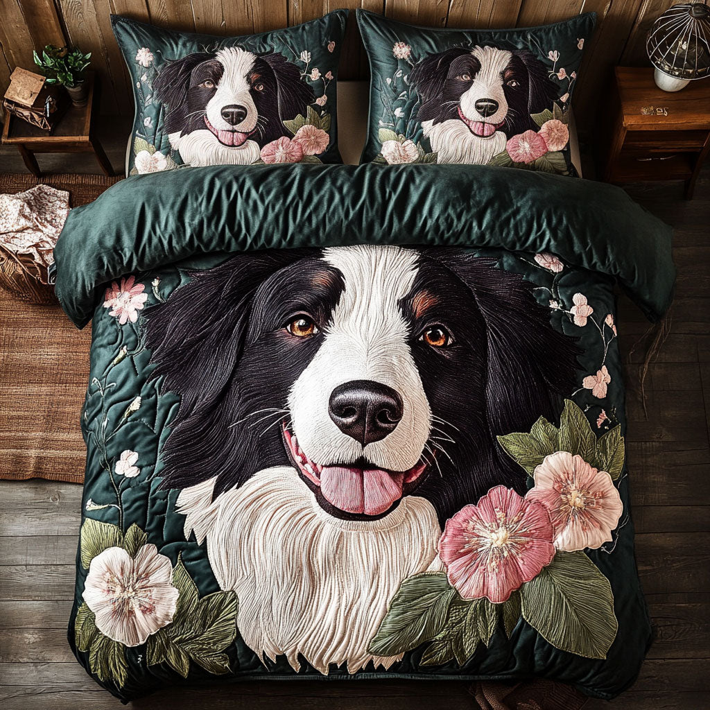 Flower Border Collie WJ1702026CL Duvet Cover Set
